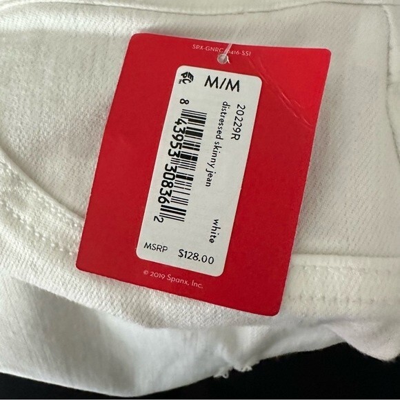 NWT Spanx Distressed Skinny Jeans Size M White - Picture 4 of 8